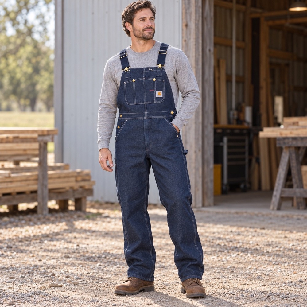 Carhartt R08 DNM Denim Bib Overalls Dark Wash Blue Mens 36x32 Workwear NOS NWT